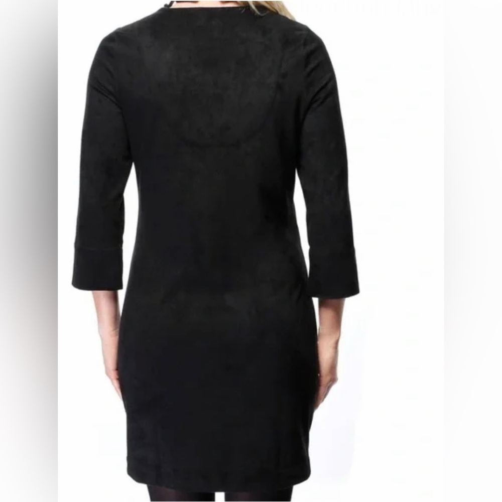 Gretchen Scott Black Suede Tunic 3/4 Sleeve Dress Women’s size XS - Picture 2 of 10